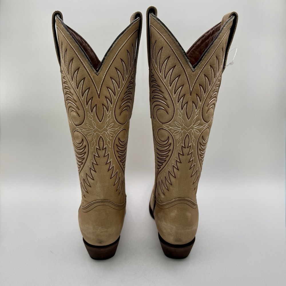 Circle G Tall Snip Toe Western Boots Women's Size 7.5 M Sand Beige Leather - Picture 4 of 16